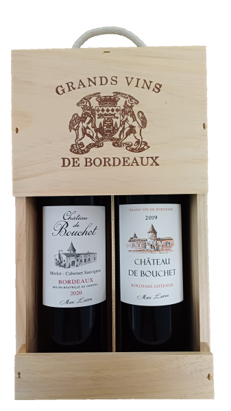 Château de Bouchet 2 bouteilles caisse cadeau